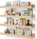 Nursery Book Shelves, 4-Pack Wood Floating Shelves for Wall Kids, Scalloped Shelves, Wall Book Shelves for Bedroom Kids, Toddler Room, Baby Room, Nursery Decor (Wood, 23 Inches) by TinyTreasures Baby Boutique