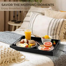 Axeman Wooden Serving Tray with Metal Handles|Ottoman Tray for Breakfast, Bed, Couch|17x13in Ash Wood Coffee Table Trays|Food Drinks Decorative Storage Boards for Ottoman Kitchen, Black by CozyNest Decor