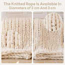 Chunky Knit Blanket - Luxury Soft Cozy 61 * 79 Bold Throw Blanket,100% Woven Blanket Rope Knot Throw Blanket for Couch, Sofa, Home Decor, Gift - Machine Washable（Cream）