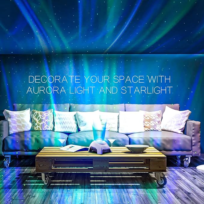 Northern Galaxy Light Aurora Projector with 33 Light Effects, Night Lights LED Star Projector for Bedroom Nebula Lamp, Remote Control, White Noises, Bluetooth Speaker for Parties(White) by TinyTreasures Baby Boutique
