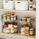 2 Tier Lazy Susan Organizer, 9.25'' Lazy Susan Turntable for Cabinet, Stackable Turntable Organizer Rotating Spice Rack Organization for Kitchen Countertop, Pantry, Bathroom, Clear by CozyNest Decor