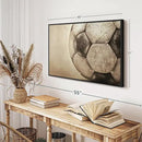 Elephant Stock Worn Soccer Ball Wall Art - Horizontal Framed Canvas - 1-Piece Living Room Wall Decor - Photography sports Canvas Print - Brown and Gray Decor for Wall - 40" X 27" by CozyNest Decor