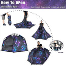 Portable Hexagon Kids Play Tent with LED Strip Lights Indoor Children Play House Easy Set-up Space Dream Tent for Night.4-5 Person Large Tents & Birthday Gifts by TinyTreasures Baby Boutique