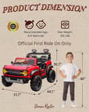 Ford Bronco 24V Ride on Toys for Boys & Girls, 2 Seater Kids Electric Car with Remote Control, Kids Ride on Truck with 4 Wheels Suspension, Led Lights, Safety Belt (24V, Red) by TinyTreasures Baby Boutique