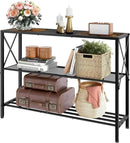 Hoctieon Industrial Console Table, 3 Tier Entryway Table, Hallway Table, Narrow Sofa Table with Shelves, Entrance Table for Entryway, Rustic Brown&Black by CozyNest Decor