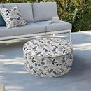 LVTXIII Indoor/Outdoor Inflatable Ottoman, D31 x H14 Inch Large Round Ottoman, All Weather Foot Rest Stool, Portable Footrest for Patio, Garden, Camping and Home - Breeze Leaves Beige by CozyNest Decor