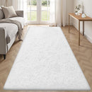 2x6 Runner Rug for Bedroom: Fluffy Shag Soft Washable Rugs Small Fuzzy Plush Indoor Carpet for Hallway Bedside Dorm Kids Girls Boys Room (White, 2'x6') by TinyTreasures Baby Boutique