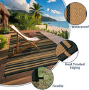 Waterproof Outdoor Rug 8x10 Contemporary Reversible Plastic Straw Rug, Easy Cleaning Striped Patio Carpet, UV-Resistant Indoor Outdoor Floor Cover for RV, Porch, Deck, Backyard, Black Brown by CozyNest Decor