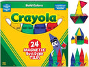 CreateOn Crayola Bold Magnetic Tiles, Building Set for Kids, Magnetic Tiles, Kids’ Building Toys, STEM and Montessori Toys for Boys and Girls Ages 3+, 24-Piece Set (Bold) by TinyTreasures Baby Boutique