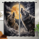Fantasy Wolf Blackout Curtains for Boys Girl Bedroom Decor,Full Moon Starry Sky Wildlife Retro Thermal Insulated Grommet Drapes Darkening Window Curtain for Living Room Home 42x45 inch by TinyTreasures Baby Boutique