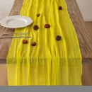 6pcs Yellow Gauze Rustic Cheesecloth Table Runner 120 Inch 10 FT for Wedding Baby Shower Bridal Shower Birthday Engagement Garden Outdoor Party Long Sheer Boho Decorations by CozyNest Decor