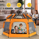 Baby Pop Up Playpen with Canopy, Pop Up Baby Pop Up Tent with Safety Lock, Portable Toddler Play Yard with Travel Bag, 6 Ground Stakes, 6 Sand Stakes by TinyTreasures Baby Boutique