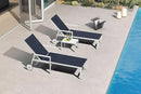 PURPLE LEAF Outdoor Chaise Lounge Adjustable Sunbathing Recliner with Armrest Navy Blue 2 Sets by GreenHaven Gardens