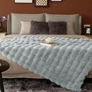 Touchat Luxury 1000GSM Faux Rabbit Fur Throw Blanket, Super Heavy Warm Cozy Grey Blankets for Couch Bed Sofa, Ruched Plush Fuzzy Elegant Soft Reversible Mink Blanket for Living Room Bedroom by CozyNest Decor