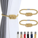 Fenghuangwu 2Pack Magnetic Curtain Tiebacks – Bohemian Style Handmade Woven Tie-Backs for Drapes,Elegant Exquisite Knot Holdbacks,Outdoor Boho & Modern Home Decor（Gold by CozyNest Decor
