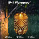 2 Pack Solar Lanterns Outdoor Waterproof,Rattan with Metal Hanging Solar Lights Boho Lanterns Decorative Lights with Handle for Patio Pathway Courtyard Tree Garden Yard Fence by GreenHaven Gardens