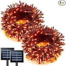 JMEXSUSS 2 Pack Orange Halloween Lights: 100 LED 33ft Solar Halloween Lights Outdoor Waterproof - 8 Modes Orange Lights for Halloween Outside Tree Gardens Party by GreenHaven Gardens