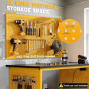 47" Heavy Duty Adjustable Workbench with Power Outlets, Pegboard & Locking Wheels - 2100LB Capacity Garage Work Table, Compatible with DeWalt Battery, Reinforced Steel Frame for Workshop & Home Use