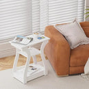 End Tables Living Room Set of 2,End White Table with Charging Station, Side Table, Nightstand for Bedroom, 3 Tier End Table with Storage Shelf for Living Room White by CozyNest Decor