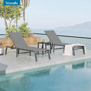Pool Lounge Chairs Set of 3 (2 Chairs and 1 Side Table), Foldable Aluminum Chaise Lounge Outdoor with 5 Positions Recliner - Free Assembly - Patio Chaise Lounge Chair for Poolside, Yard by GreenHaven Gardens