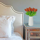 Mandy's Artificial Tulips 20 Stems Burnt Orange PU Faux Flowers for Wedding Home Decor 13.5 Inch by CozyNest Decor