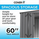 Cover It 5' x 3' Galvanized Steel Outdoor Storage Shed with Pent Roof and Lockable Sliding Doors, Weather-Resistant Steel Storage Shed for Backyards, Tan by GreenHaven Gardens