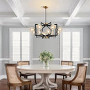 12 Light Black Farmhouse Chandelier Geometric Metal Dining Room Light Fixture Height Adjustable Black Chandeliers for Dining Room Clear Glass Farmhouse Industrial Pendant Lights for Bedroom, Entryway by CozyNest Decor