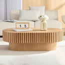 43.7" Oval Coffee Table for Living Room,Modern Handcraft Drum Coffee TableSmall Wooden Coffee Table with Sturdy Pedestal Easy Assembly for Office-Natural by CozyNest Decor