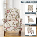 UIXE High Back Accent Chair, Wingback Upholstered Armchair in Fabric for Living Room, Retro Arm Chairs Nailhead Trim Single Sofa Bedroom Reading Seat with Solid Wood Legs - Beige Floral by CozyNest Decor