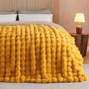 Lotus Karen Faux Fur Throw Blanket Ginger Yellow - Big Bubble Rabbit Fluff Blanket for Couch Bed Sofa,Softest Fluffy Fuzzy Cozy Blanket,Thick Furry Plush Shaggy Warm Blankets for Women,60x80 Inches by CozyNest Decor