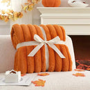 Cozy Bliss Fall Harvest Faux Fur Throw Blanket for Couch, Cozy Warm Plush Striped Blanket for for Decorating Couch Sofa Bedroom Living Room,50 * 60 Inches Burnt Orange by CozyNest Decor