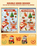 Christmas Window Clings - 9 Sheets 162 Pcs Cute Xmas Decorations for Winter Holiday Home Party Santa Reindeer Snowman Gingerbread Snowflake Stickers for Glass Double-Sided Static Window Decals by CozyNest Decor