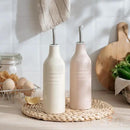 famiware Jupiter 16oz Ceramic Olive Oil Dispenser Bottle, Olive Oil and Vinegar Dispenser Bottle Set of 2 with Stainless Steel Pourers, Suitable for Storage Vinegar, Vanilla White & Light Pink by CozyNest Decor
