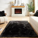 AMTOVO Faux Fur Sheepskin Rug for Living Room, 4 x 6 ft Black Fluffy Area Rug for Bedroom, Playroom, Luxury Room Decor, Rectangle by CozyNest Decor