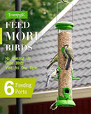 Bird Feeder Premium Hard Plastic for Wild Bird Feeders for Outdoors, Tube Bird Feeders for Outdoors Hanging,14 Inch 6 Port Lawn,Pack of 1 by CozyNest Decor