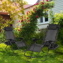 Nazhura Set of 2 Relaxing Recliners Patio Chairs Adjustable Steel Mesh Zero Gravity Lounge Chair Beach Chairs with Pillow and Cup Holder Black by CozyNest Decor