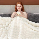 Touchat Luxury 1000GSM Rabbit Faux Fur Blanket, Super Heavy Warm Cozy Brown Blankets for Couch Bed Sofa, Ruched Plush Fuzzy Elegant Soft Reversible Mink Blanket for Living Room Bedroom, 90" x 90" by CozyNest Decor