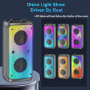 Portable Party Speaker, 80W Peak Wireless Bluetooth Speaker, PA System with LED Lights, Outdoor Bluetooth Speakers Supports for TF Card/USB, AUX in, FM, REC,TWS by TinyTreasures Baby Boutique