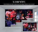 WFBHUA-Dark Floral Wallpaper Watercolor Pink and Blue Flower Wall Mural for Bedroom (Not Peel and Stick)