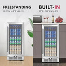 15'' Beverage Refrigerator Cooler - 126 Cans Under Counter Beverage Fridge with LED Light, Built-in Design, Wine Cooler for Home/Kitchen by CozyNest Decor