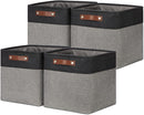 DULLEMELO Cube Collapsible Storage Bins, 12 inch Fabric Storage Cubes Bins Canvas Organization Baskets, Linen Closet Organizers Boxes for Home Organization and Storage (4 Pack - 12" Black&Grey) by TinyTreasures Baby Boutique