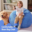 Homguava 2FT Bean Bag Chair,Teardrop Bean Bags Small Beanbag Chair with Memory Foam Filled and Ultra Soft Corduroy Cover for Living Room, Bedroom (Small,Blue) by TinyTreasures Baby Boutique