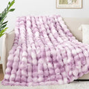 Touchat Luxury 1000GSM Faux Rabbit Fur Throw Blanket for Women, Super Heavy Warm Cozy Blankets for Couch Bed Sofa, Bubble Plush Fuzzy Soft Mink Blanket for Living Room Bedroom, Purple by CozyNest Decor