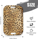 Serving Trays with Handles, 14.5 x 9.8 inch Rectangular Plastic Tray for Restaurant, Kitchen, Brown Leopard by CozyNest Decor