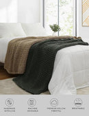 YnM Chunky Throw Blanket, Medium-Weight, Hand Knitted, Skin Friendly, Ventilated and Breathable, Machine Washable, Home Décor Piece for Couch, Sofa and Bed (Olive, 50x70 Inch) by CozyNest Decor