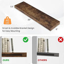 Floating Shelves for Wall, 36"W x 8"D x 1.5"H, Wooden Wall Mounted Display Shelves with Invisible Brackets for Living Room, Bedroom, Bathroom, Kitchen Decor and Storage, Set of 2, Rustic Brown by CozyNest Decor
