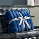 Cozy Bliss Faux Fur Throw Blanket for Couch, Cozy Warm Plush Striped Blanket for Sofa Bedroom Living Room,50 * 60 Inches Navy Blue by CozyNest Decor