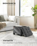 SONGMICS Storage Ottoman, Small Ottoman Foot Rest with Legs, 12.6 x 15.8 x 13.2 Inches Foot Stool, Load up to 660 lb, for Living Room, Bedroom, Dorm, Slate Gray ULSF012G01 by CozyNest Decor