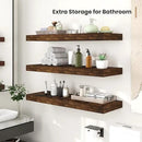 Heimlove 12" Deep Floating Shelves, 36 x 12 Inch Wall Mounted Long Floating Shelf with Invisible Brackets, for Home Decor, Bedroom, Kitchen, Living Room, Bathroom - 2 Pack, Rustic Brown by CozyNest Decor