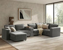 HULALA HOME Modular Sectional Sofa with USB Port and Console, 6 Seater Sofa with Storage Ottoman, Oversized U Shaped Couches for Living Room, FSC Certified, Grey by CozyNest Decor